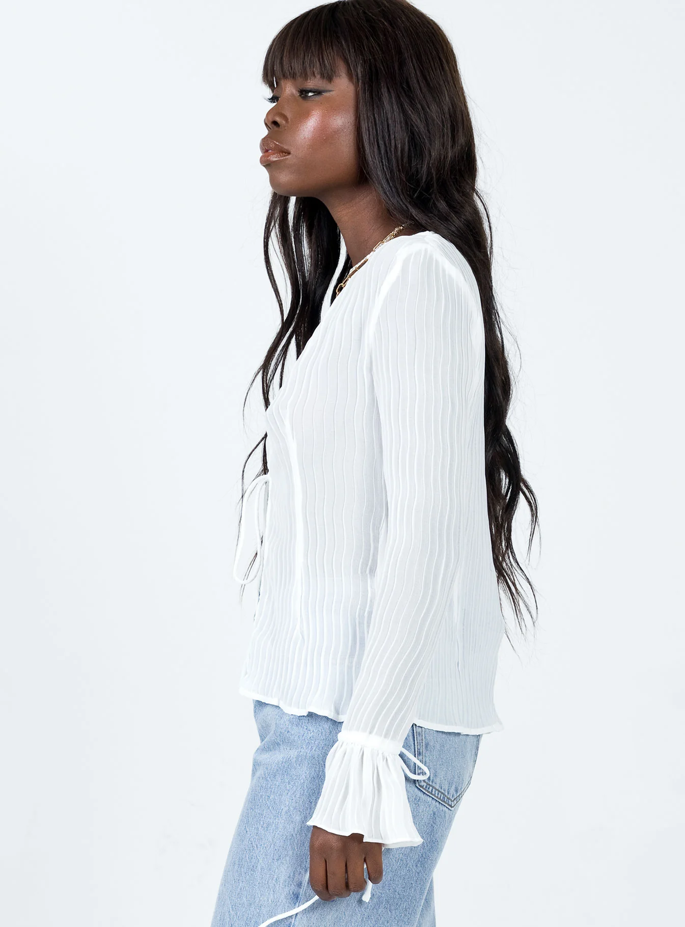 Brody Long Sleeve Top White