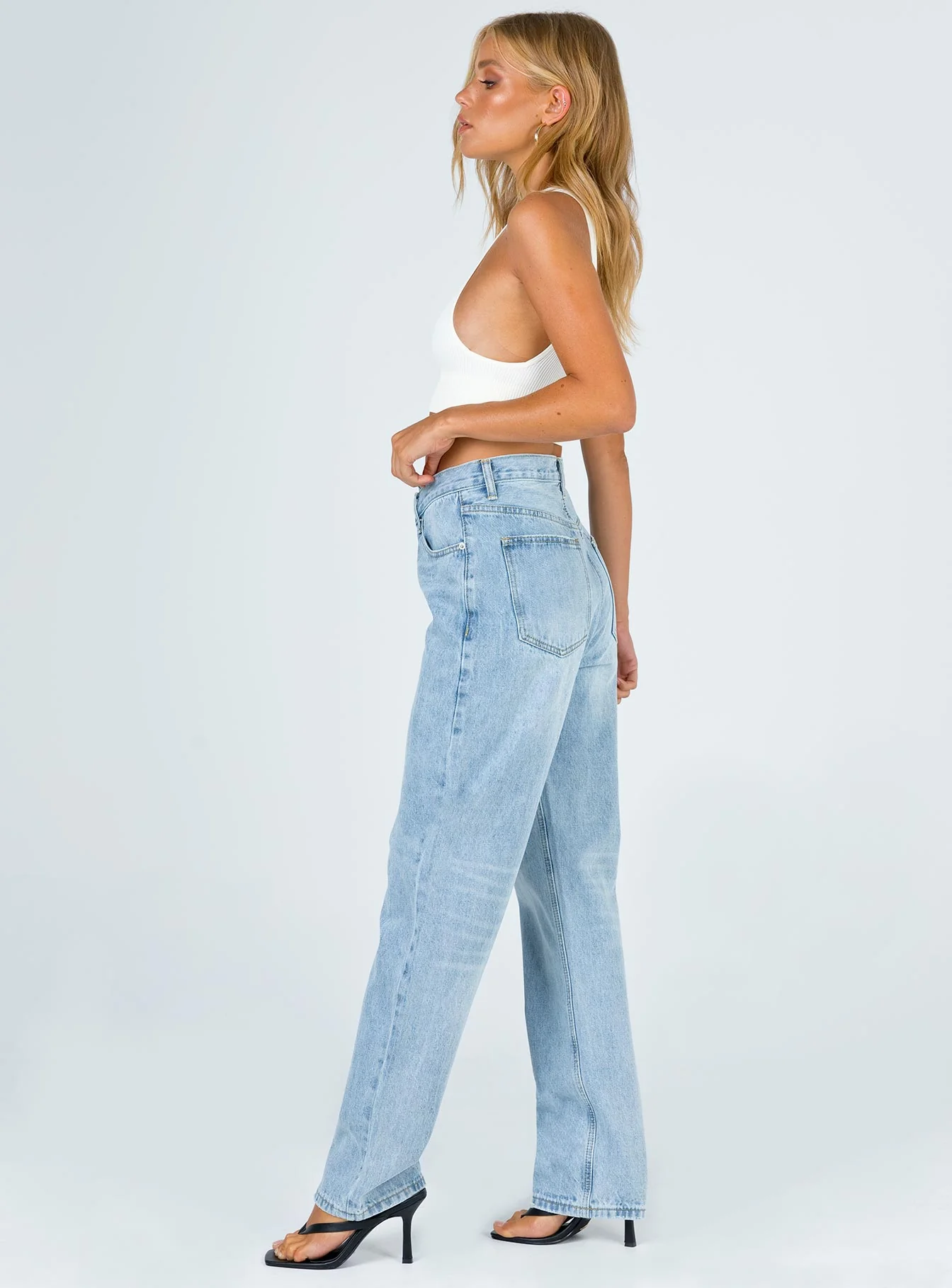 Holly Asymmetric Straight Leg Jean Light Wash Denim Petite