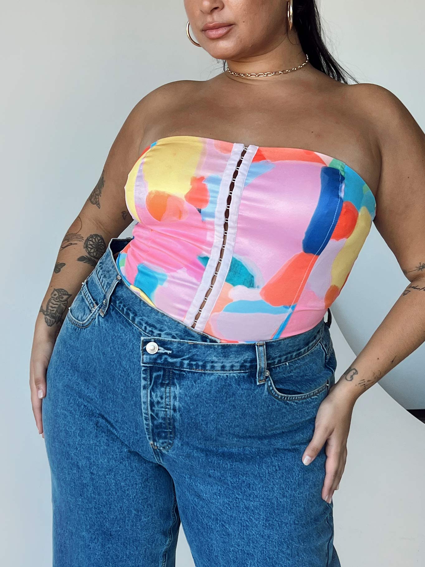 Love All Strapless Top Multi Curve