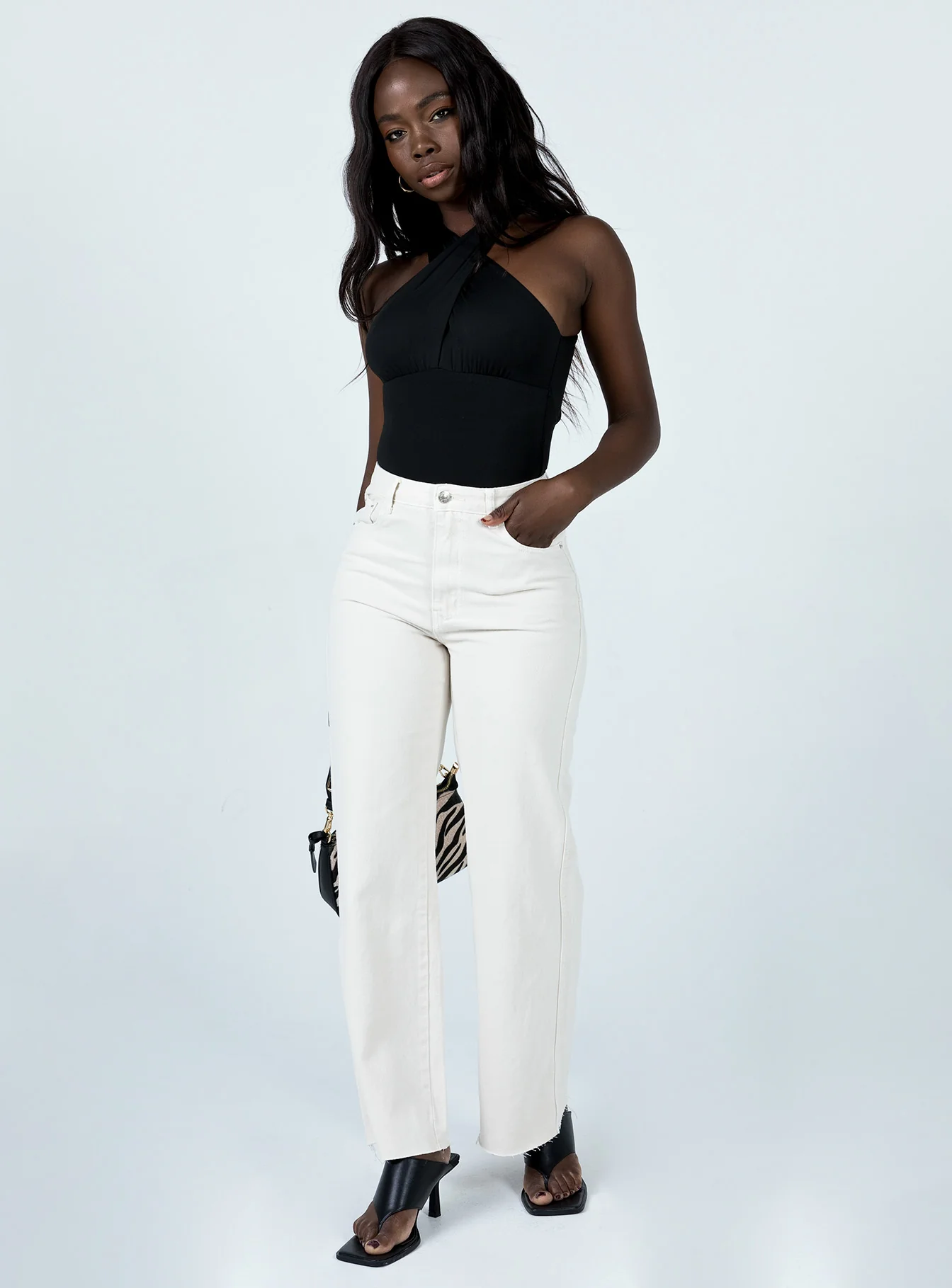 Mamaia Straight Leg Denim Jeans Cream