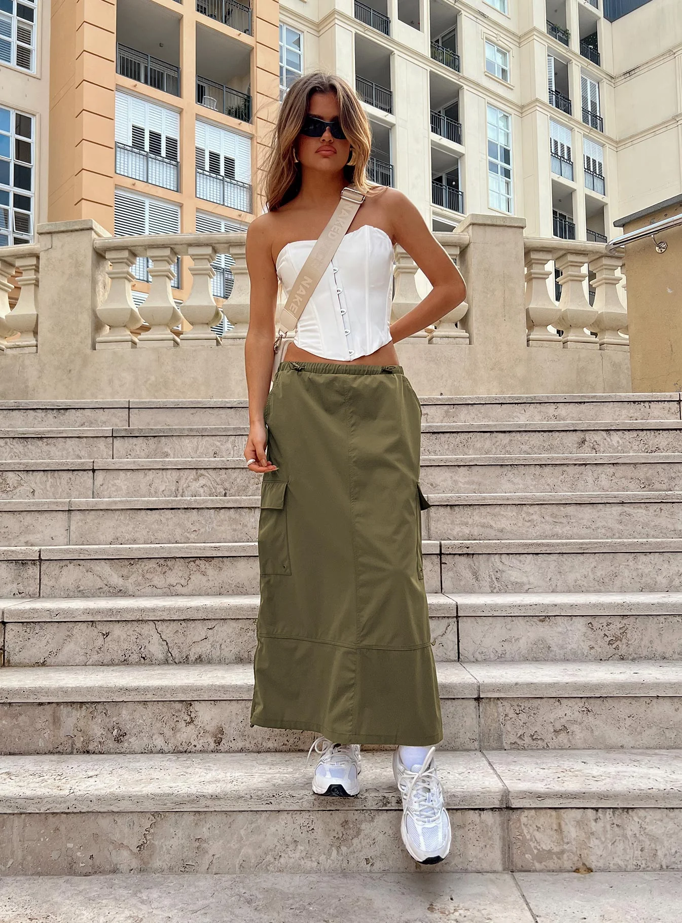 Ferguson Parachute Maxi Skirt Khaki