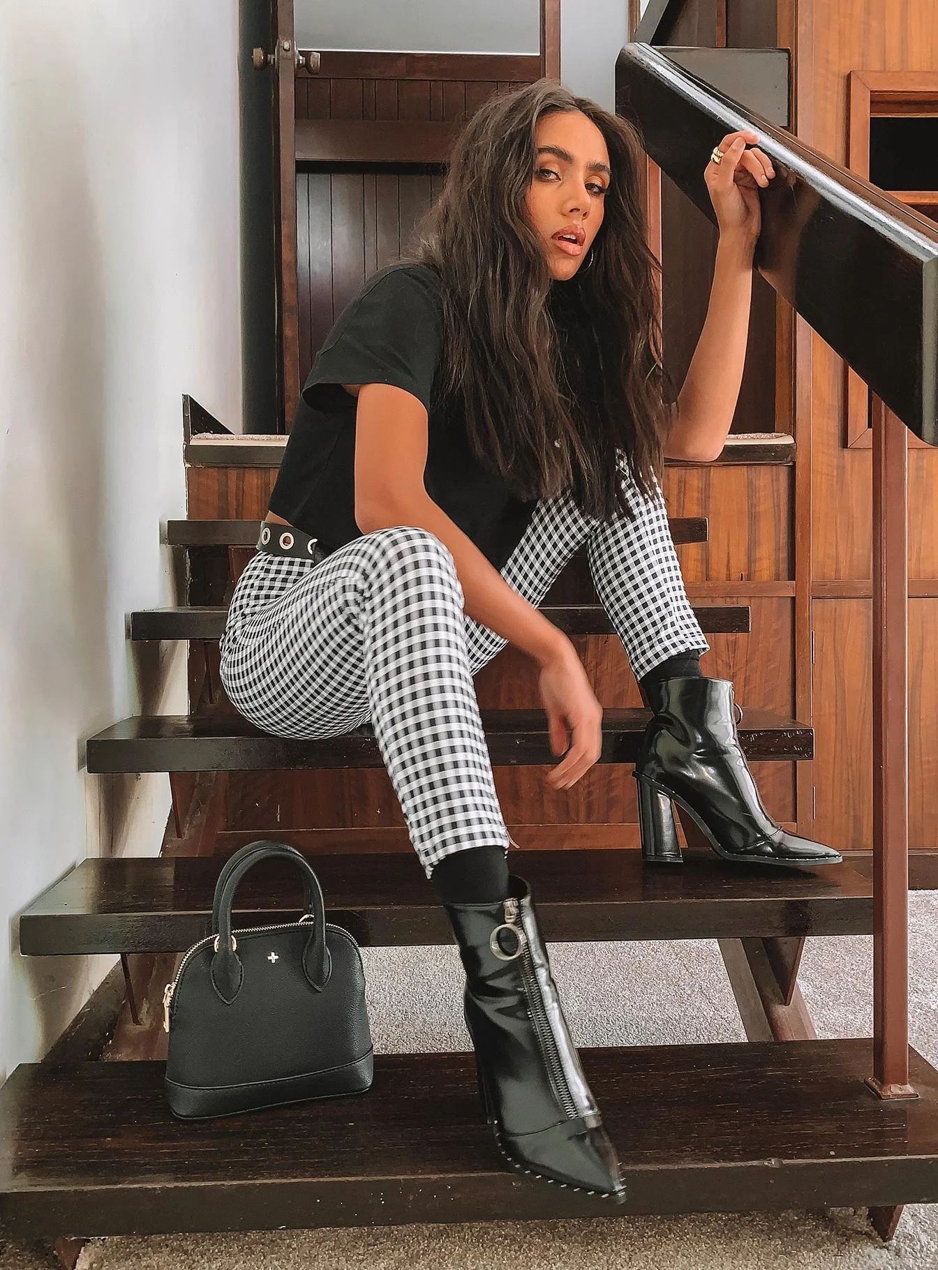 Iggy Gingham Pants Black/White