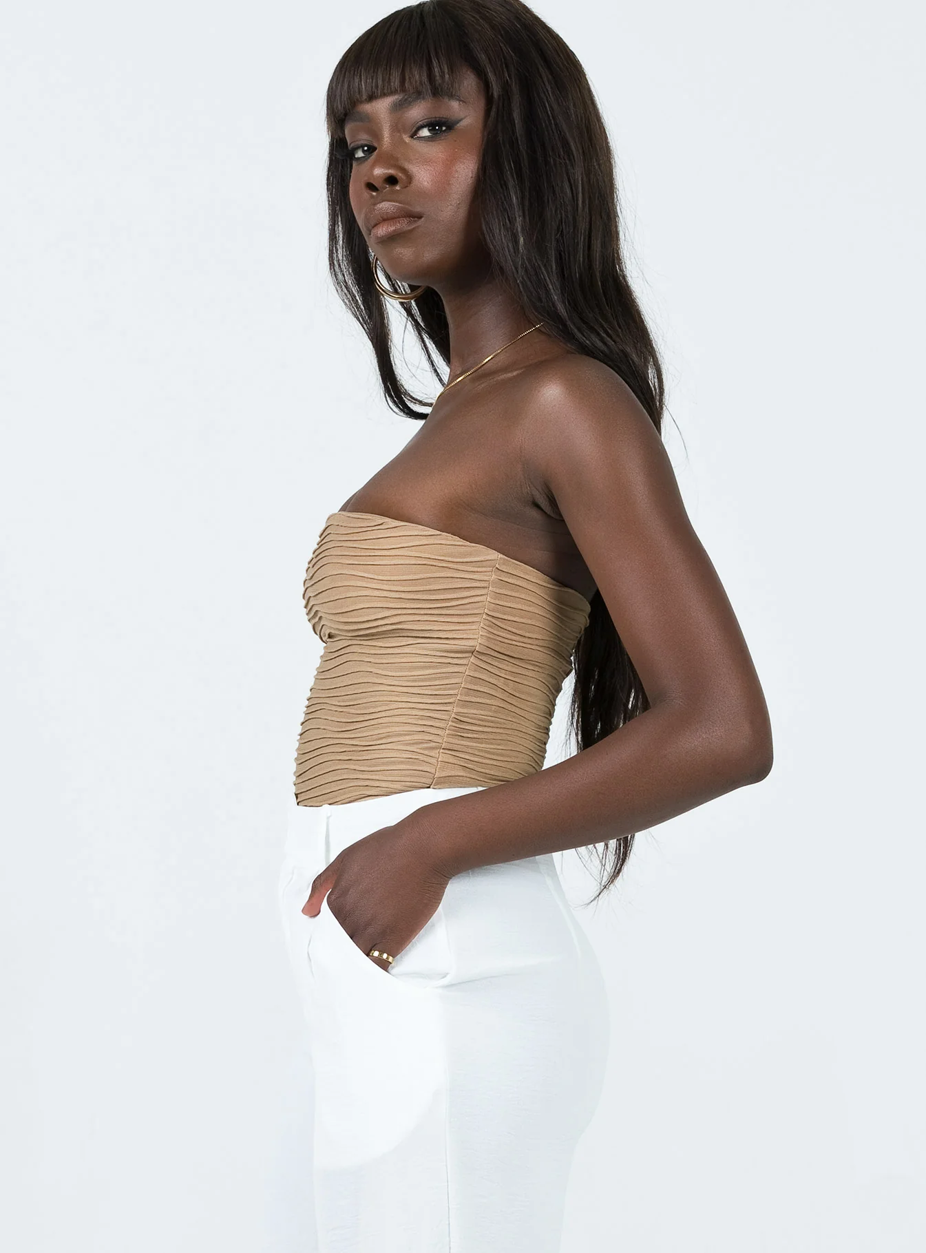Makena Strapless Bodysuit Beige