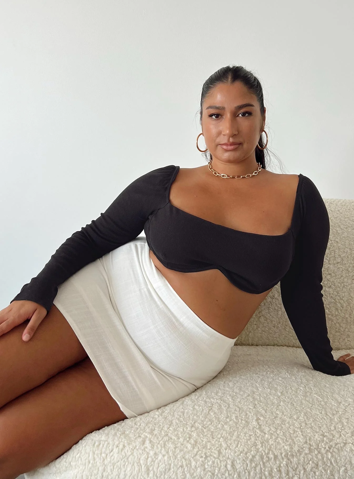 Selby Mini Skirt White Curve