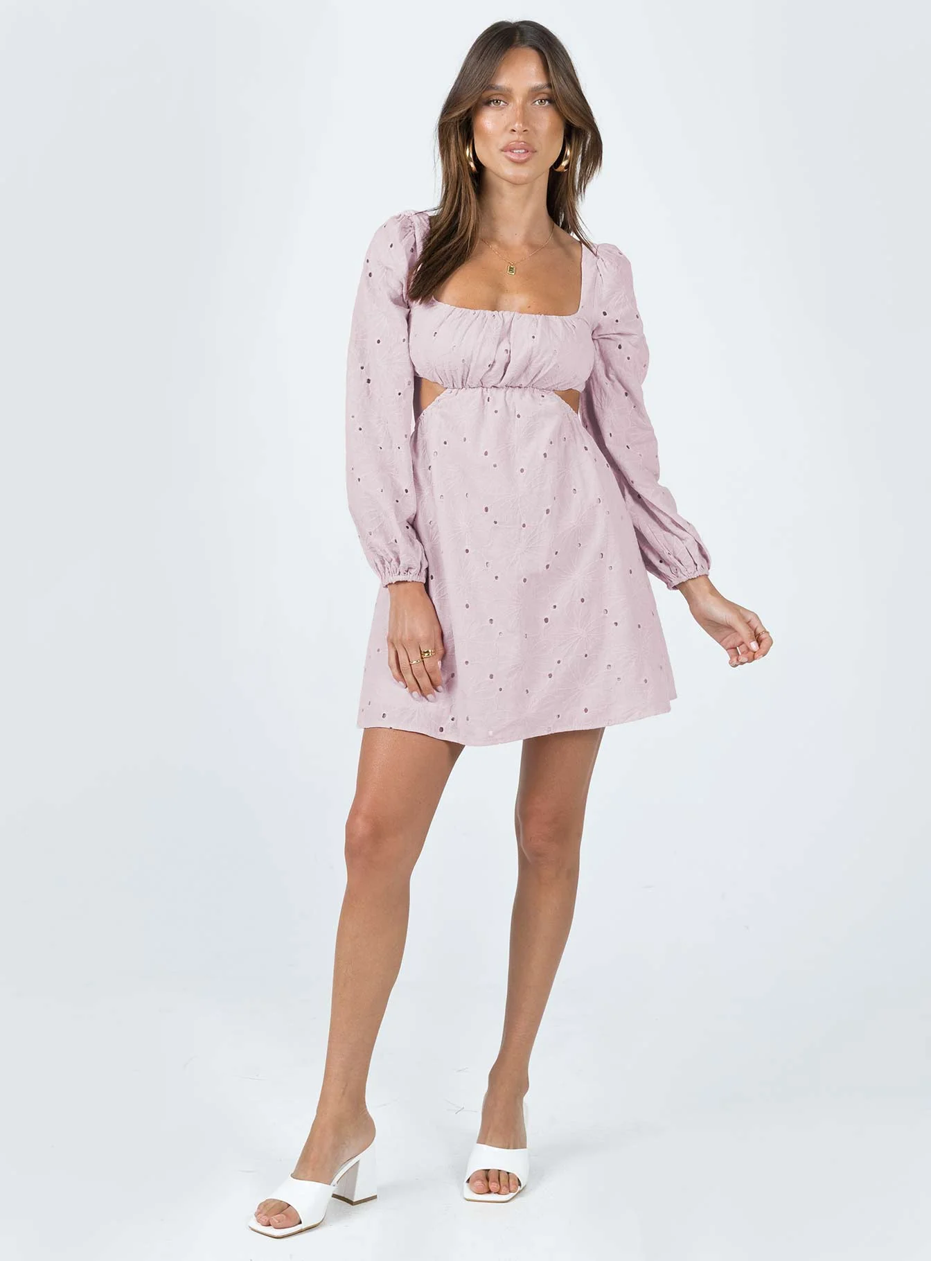 Xali Long Sleeve Mini Dress Pink