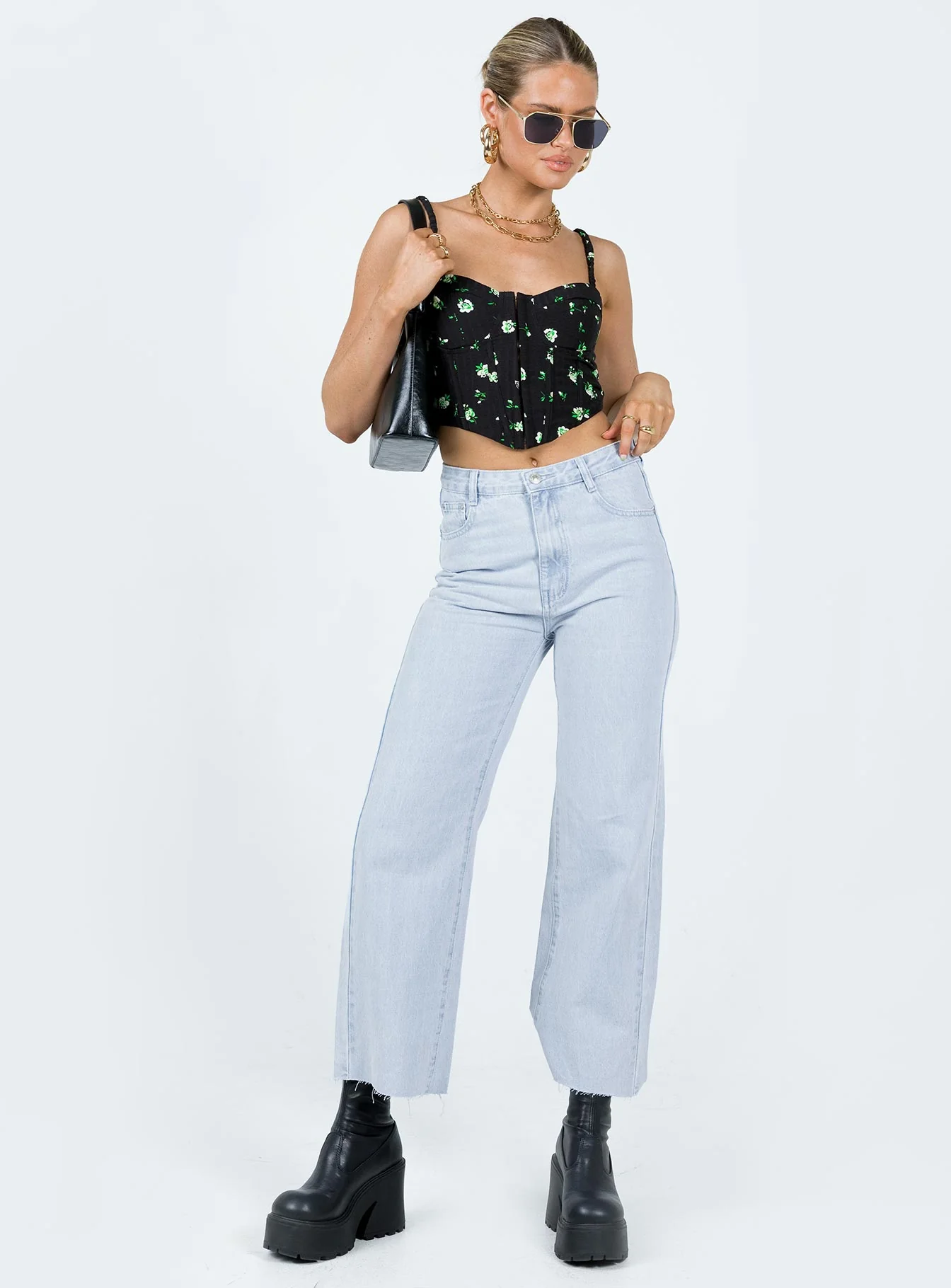 Symonds Corset Top Black / Floral