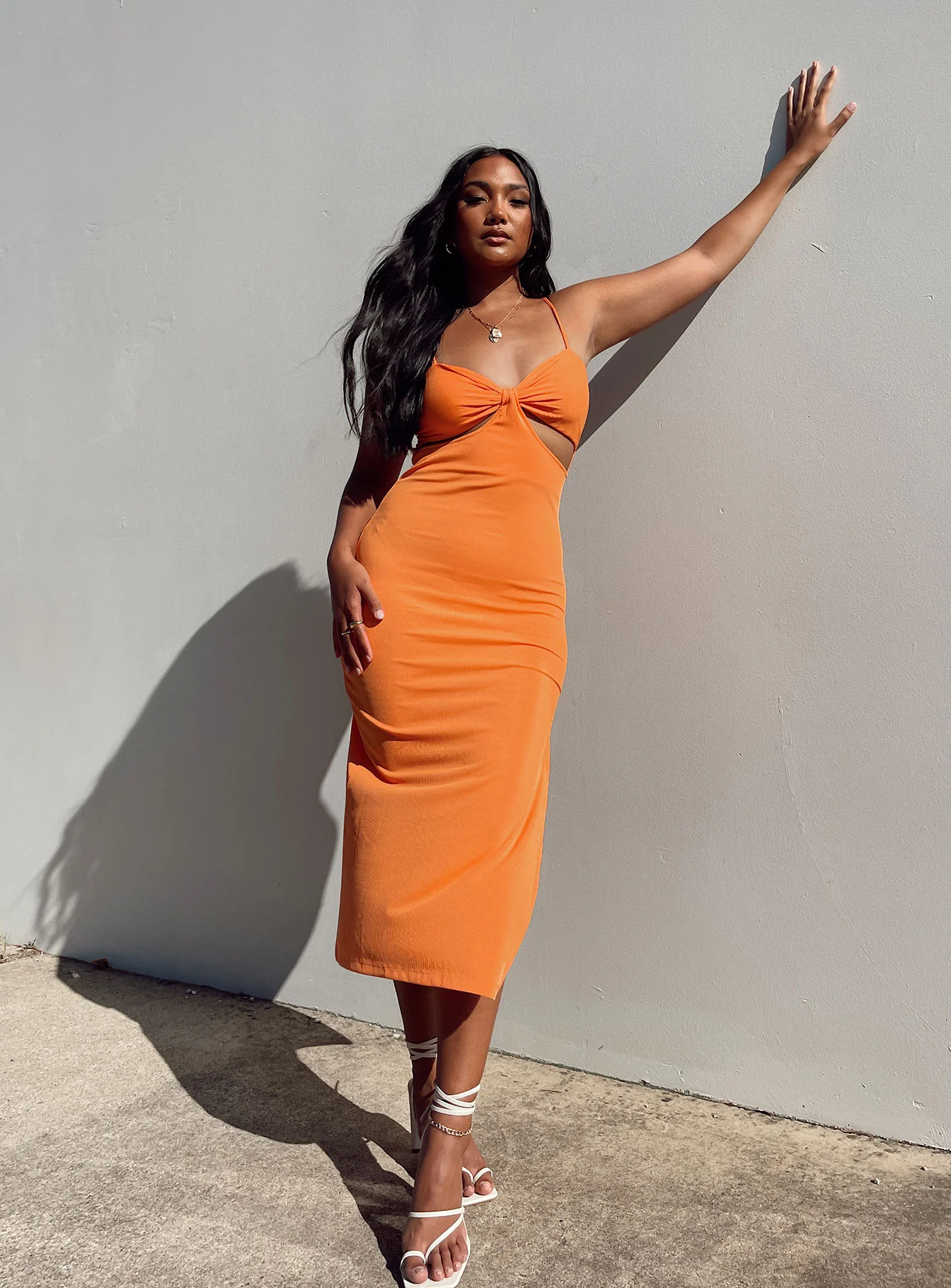 Marissa Midi Dress Orange