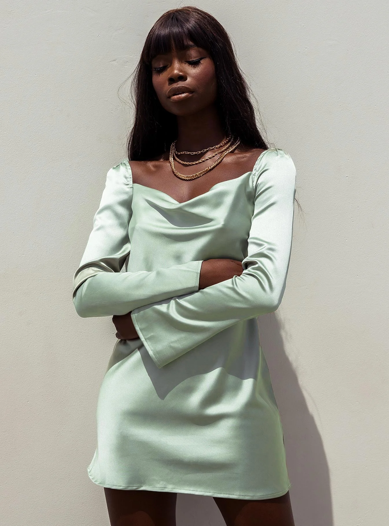 Star Power Mini Dress Sage