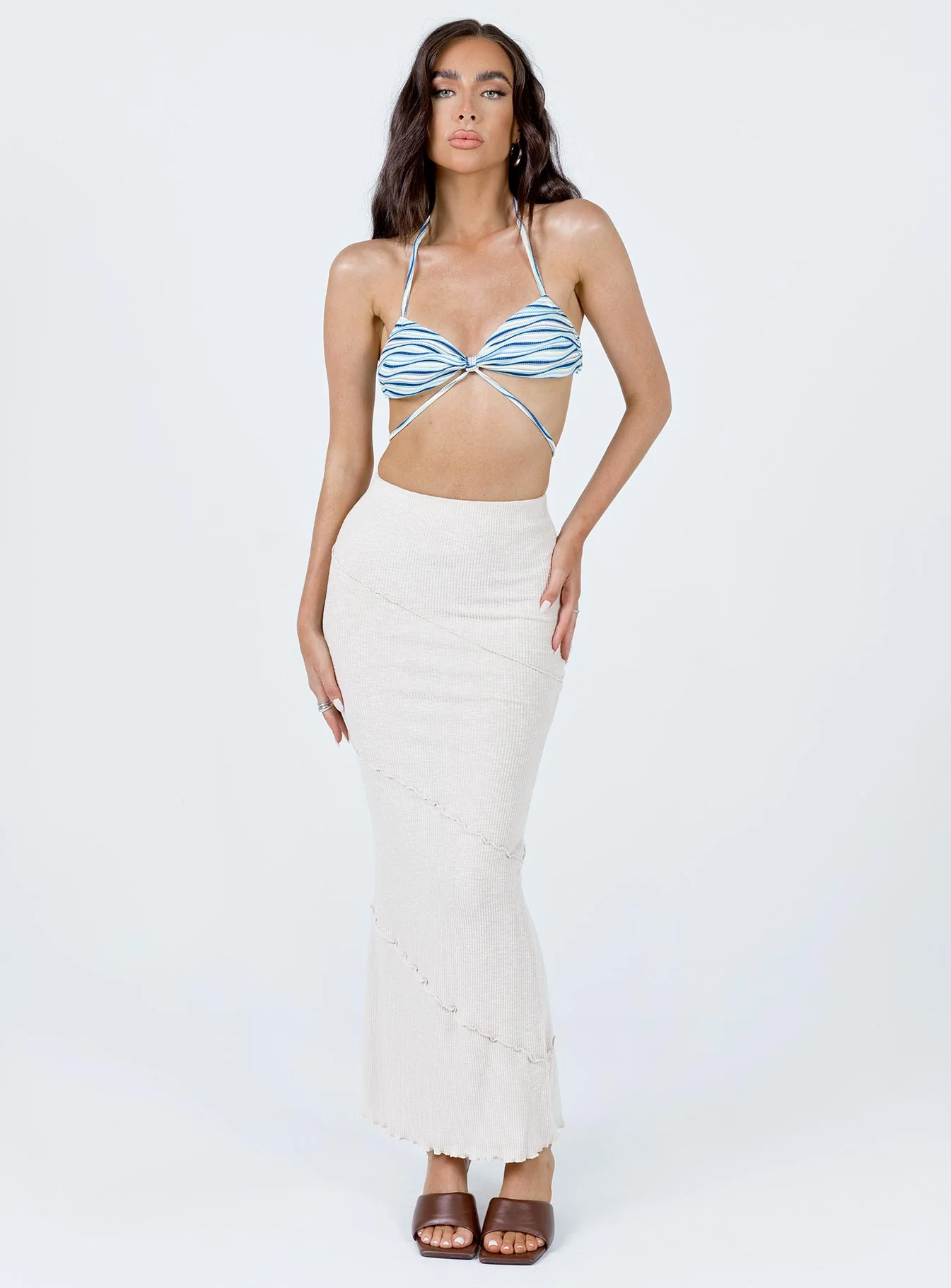 Oscar Maxi Skirt Beige