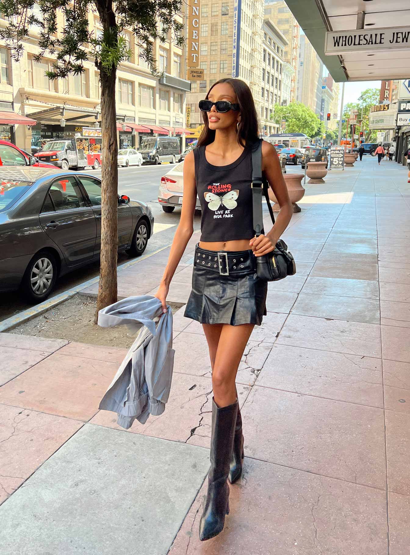 The Rolling Stones Butterly Cropped Tank Black