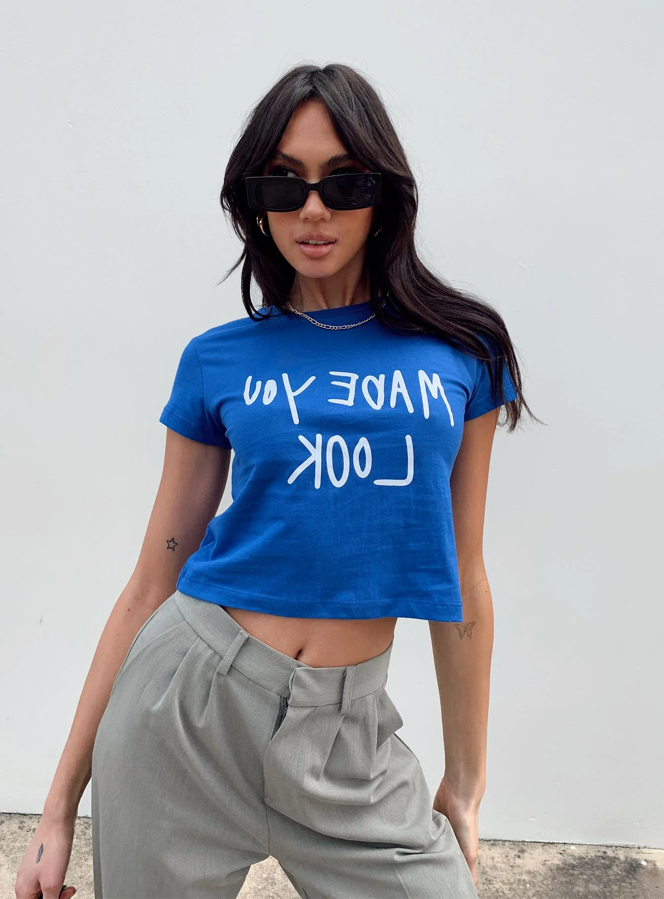 Made You Look Shrunken Tee Blue