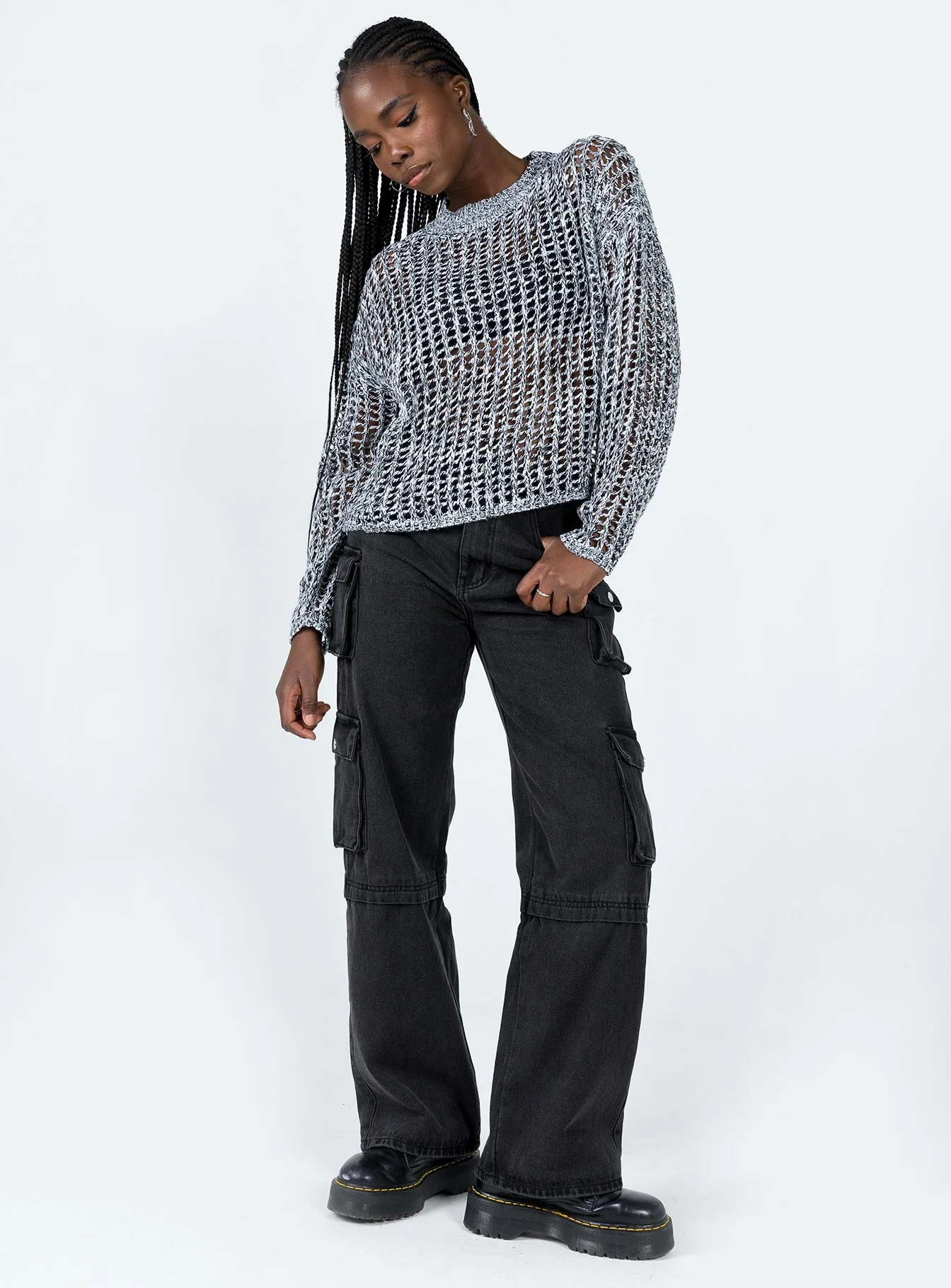 Darla Cargo Denim Jeans Black