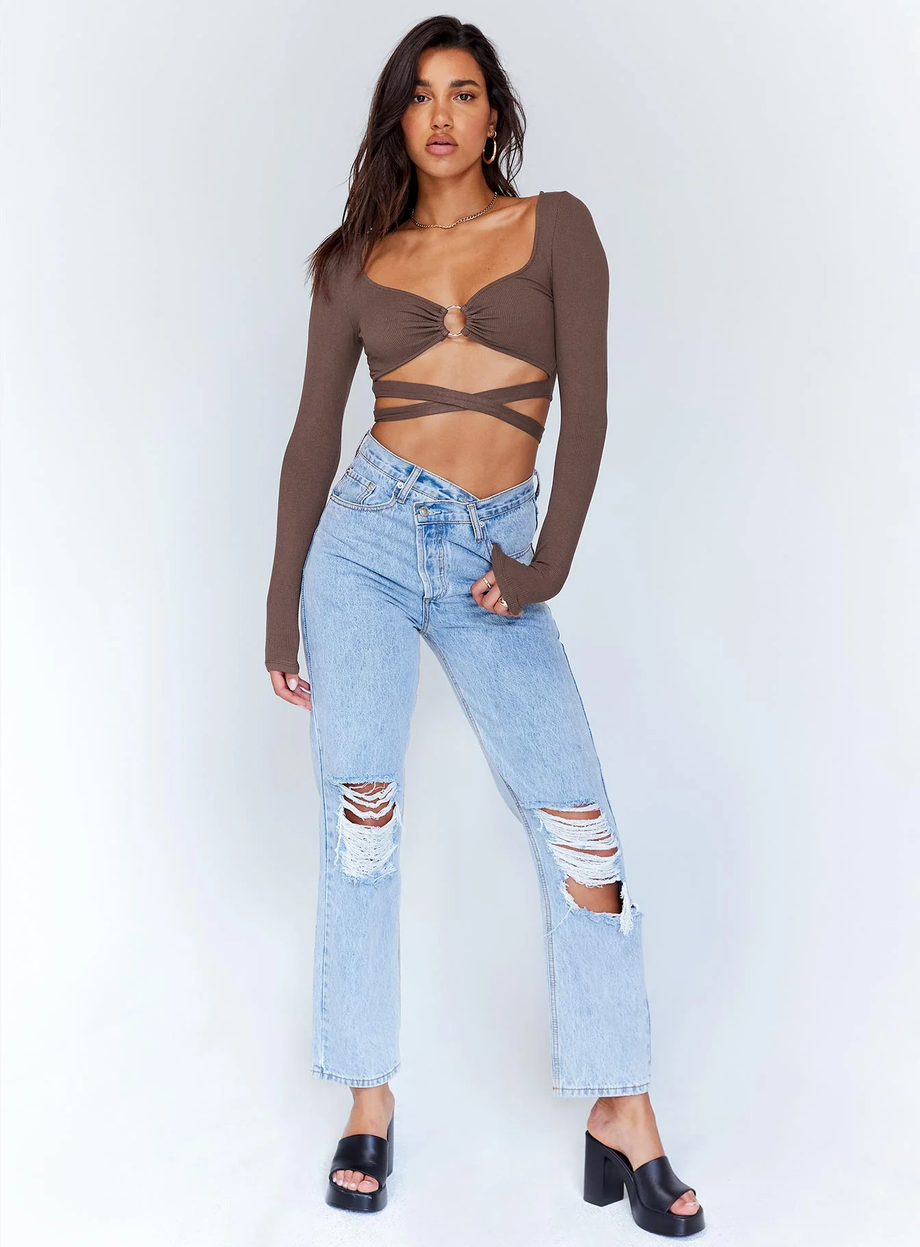 Corey Long Sleeve Top Brown