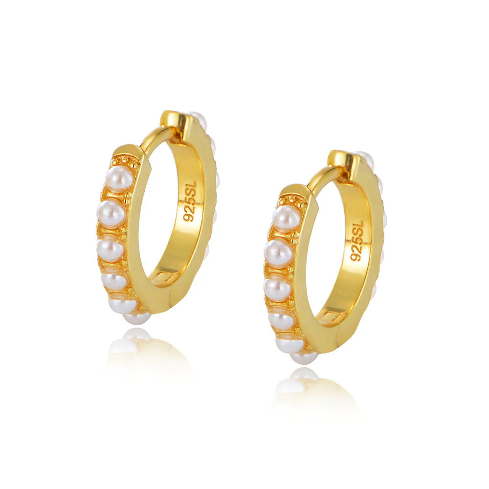 【测试-单一款式】S925 Sterling Silver Pearl Hoop Earring